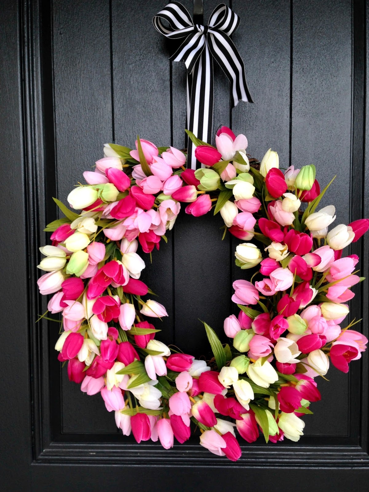 Multicolored tulip wreath Rainbow Tulip Grapevine Wreath Everyday decor spring front door wreath