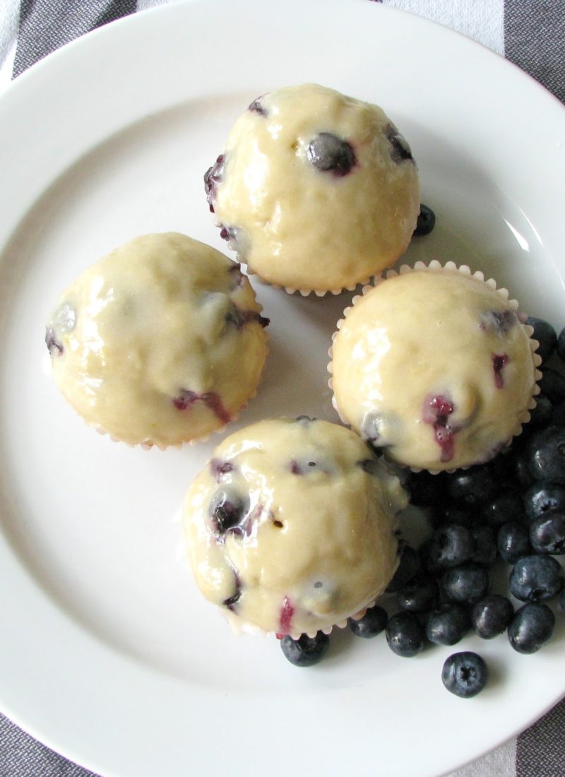 Blueberry Doughnut Muffins with Lemon Glaze