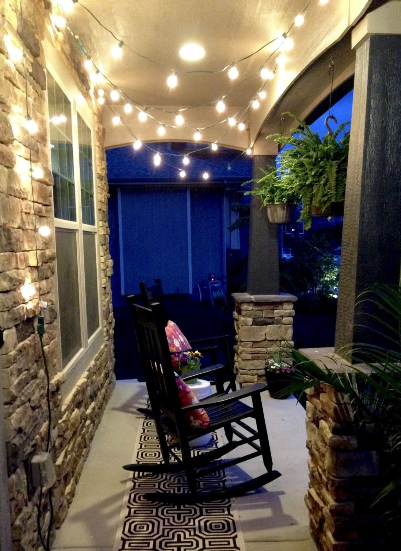 String Lights on the Front Porch