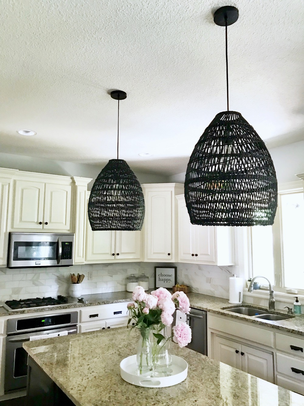 Black Woven Pendant Lights In The Kitchen Life Love Larson   IMG 6029 