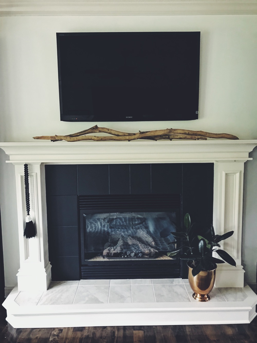Painted Tile Around Fireplace Life, Painting Fireplace Surround Black