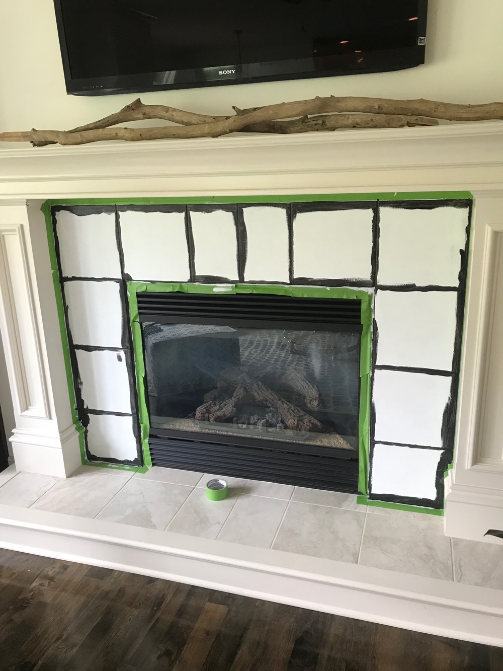 painted fireplace tile