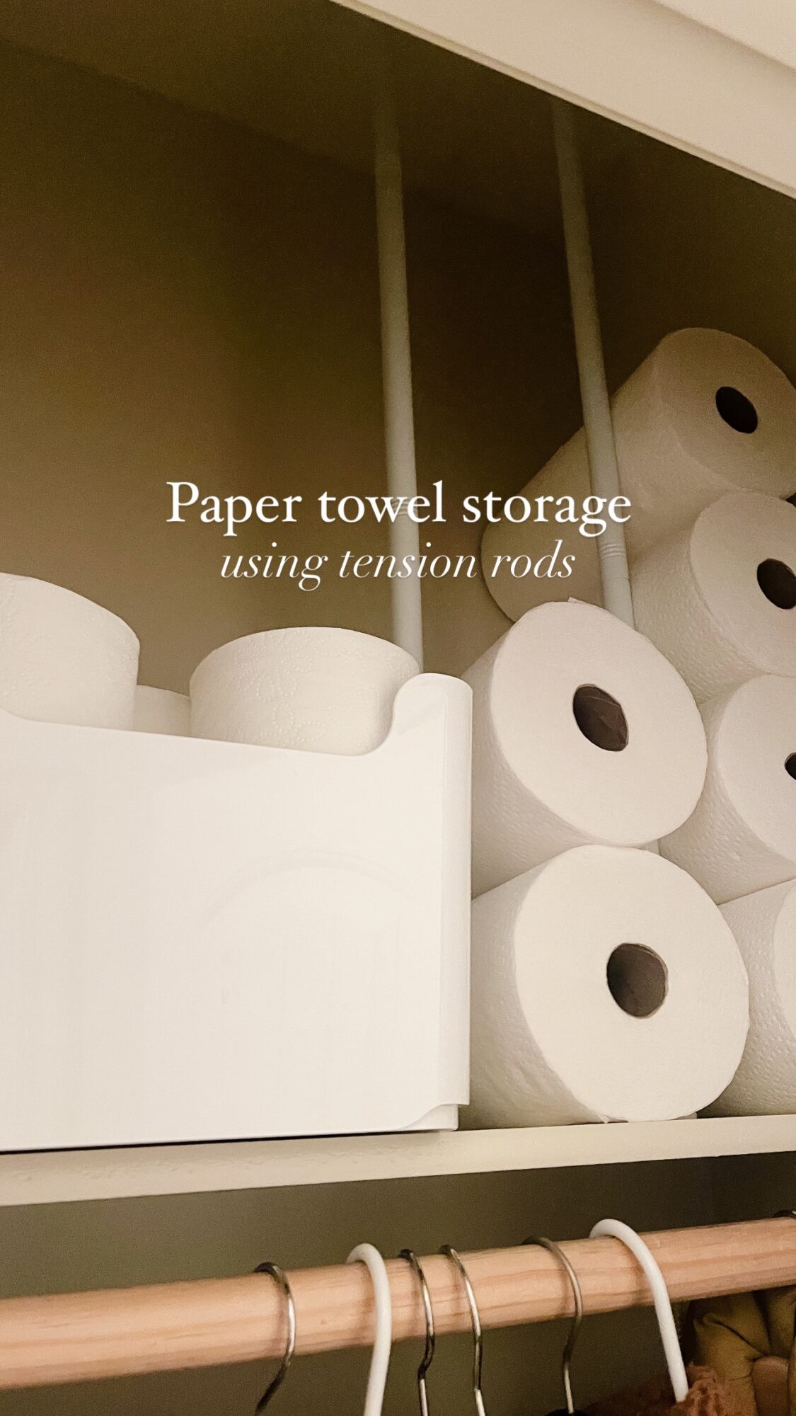 How to Use Tension Rods to Store Paper Towels - Life Love Larson